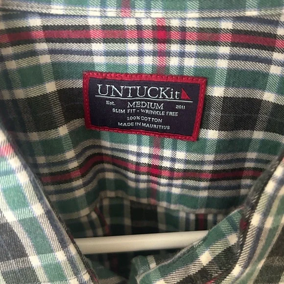 UNTUCKit Green and Red Plaid Men's Shirt - Men’s Medium - Picture 3 of 3